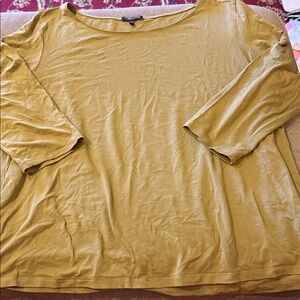 Eileen Fisher Rayon Boatneck 3/4 Sleeve Top Green Size 2X (TD)